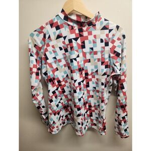 MV Sport Long Sleeve Geometric Print Mock Neck Top Womens Small‎
